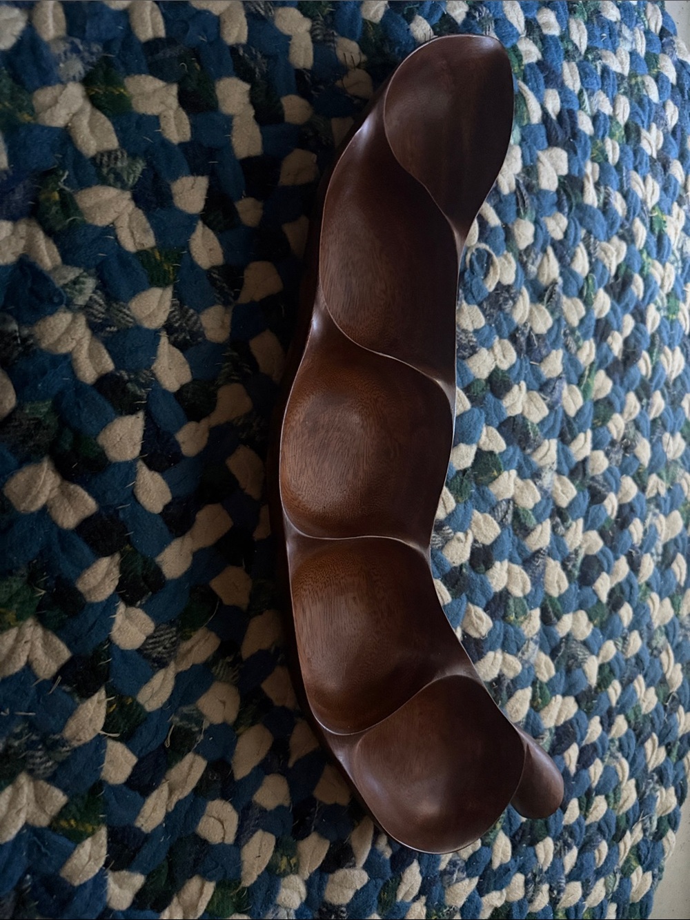 Carved Wooden Serving Tray - Brown Multi-Section